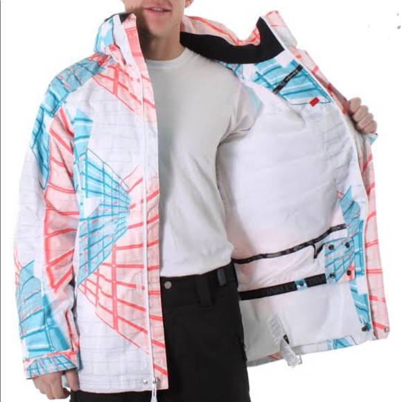 🌿 OAKLEY 🌿 multicoloured unisex freight snow jacket thinsulate anorak size L - Picture 3 of 15